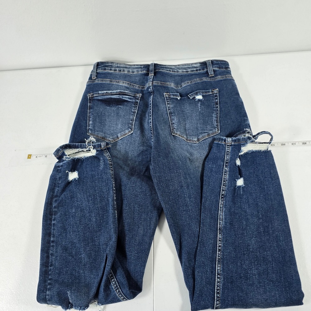 Vervet by Flying Monkey Distressed Skinny Jeans Dark Wash Raw Hem V2144 Size 30 - Picture 2 of 9